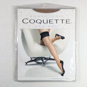 NWT Coquette Hosiery backseam stocking nude + black, one size style 1765